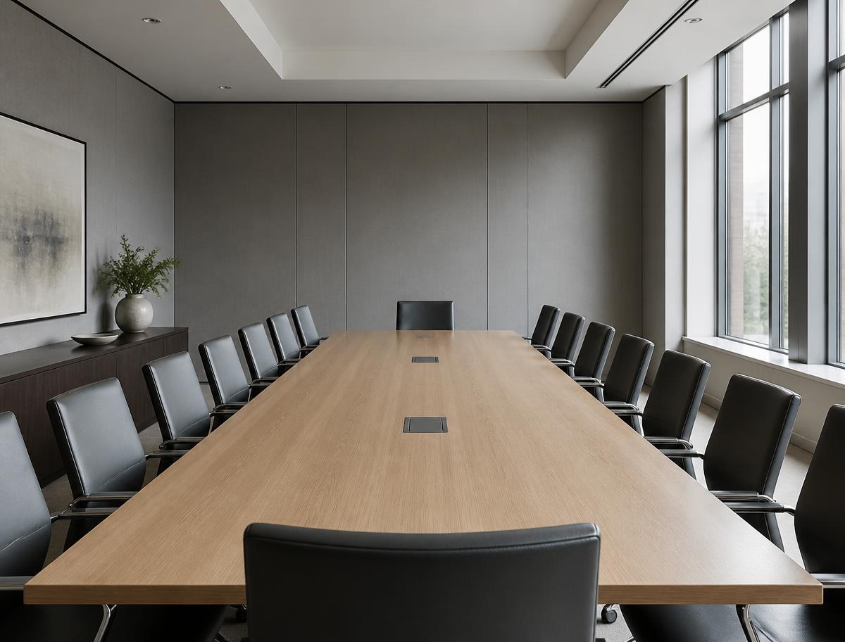 A minimal institutional boardroom